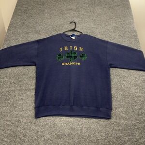 Vintage Oarsman Sweatshirt Mens XXL Blue Cotton Irish Grandpa Shamrock Graphic